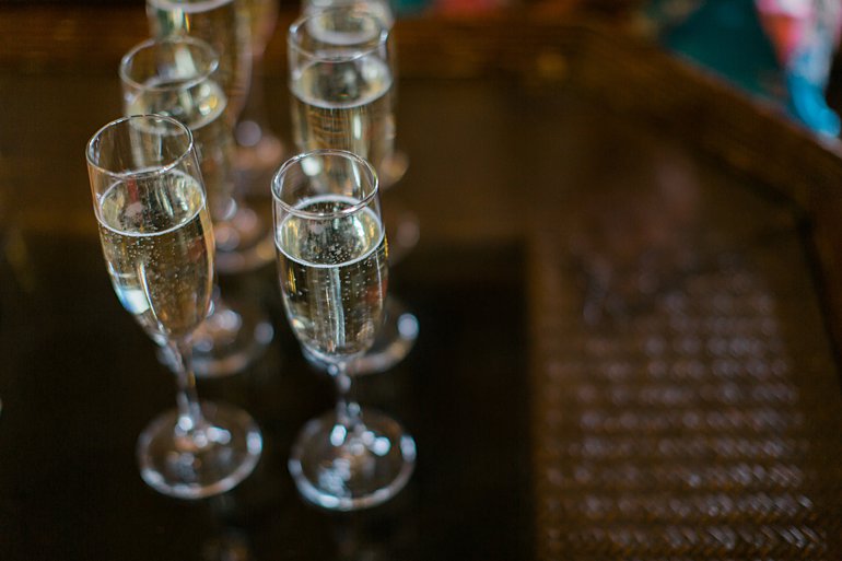 Champange toast at destination wedding